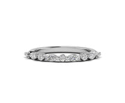 Alternating Round And Marquise Moissanite Wedding Bands Women, Floating Bubble Band, Shared Single Prong Band, Half Eternity Stacking Ring