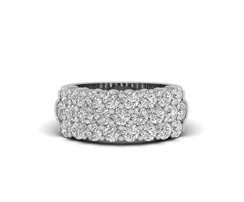 2.75 Ct 3 Row Round Moissanite Anniversary Wedding Ring, 925 Sterling Silver, Stacking rings, Women wedding band, Gift for her