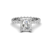 7.50 Tcw 11 x 9 mm Radiant Cut Halo Engagement Ring, Full Eternity Bridal Band, Large Stone Propose Ring, 925 sterling silver