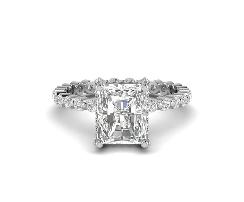 7.50 Tcw 11 x 9 mm Radiant Cut Halo Engagement Ring, Full Eternity Bridal Band, Large Stone Propose Ring, 925 sterling silver