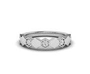 Geometric Hexagon Half Eternity Stacking Wedding Ring