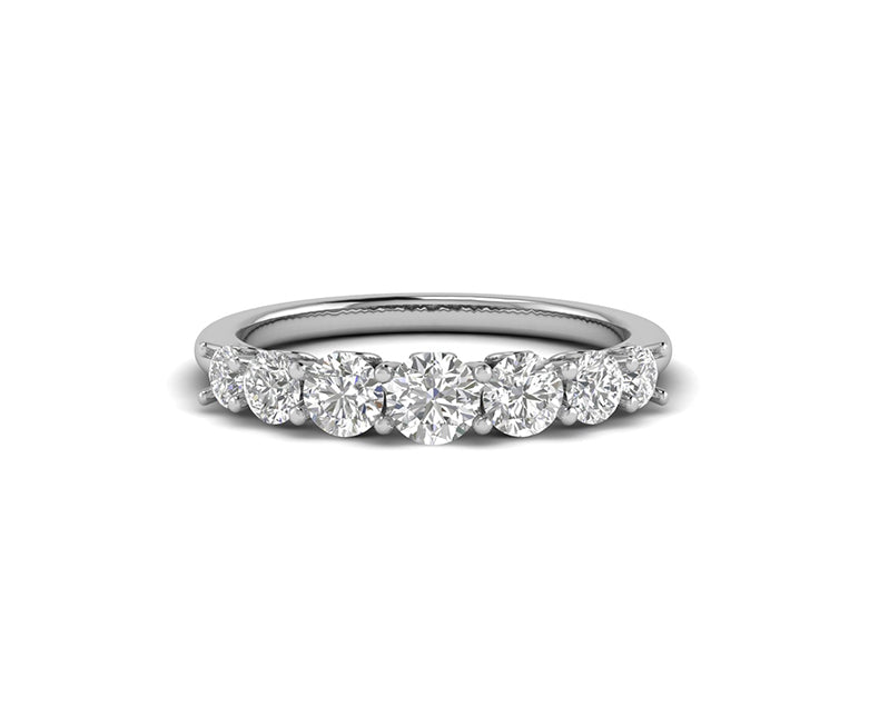 4mm Wide Silver and Gold Moissanite Stacking Wedding Ring, 7 Stone Moissanite Engagement Ring, Minimalist ring, Anniversary Ring, Rings for women