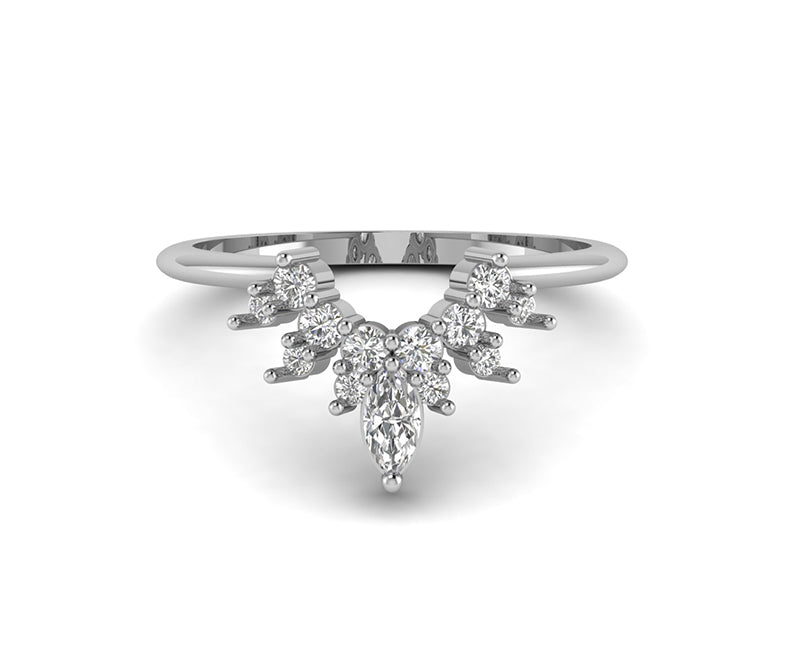 Elegant Curved Wedding Band for Women - Moissanite Stacking Ring with Silver and Gold - Round Brilliant Cut Moissanite Beauty - Vintage Moissanite Wedding Band