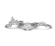 Center Round Moissanite Trio Engagement Ring Set, Luxury Bridal Ring Set, Wedding Ring Set, Promise Ring, Stacking Ring, Matching bands