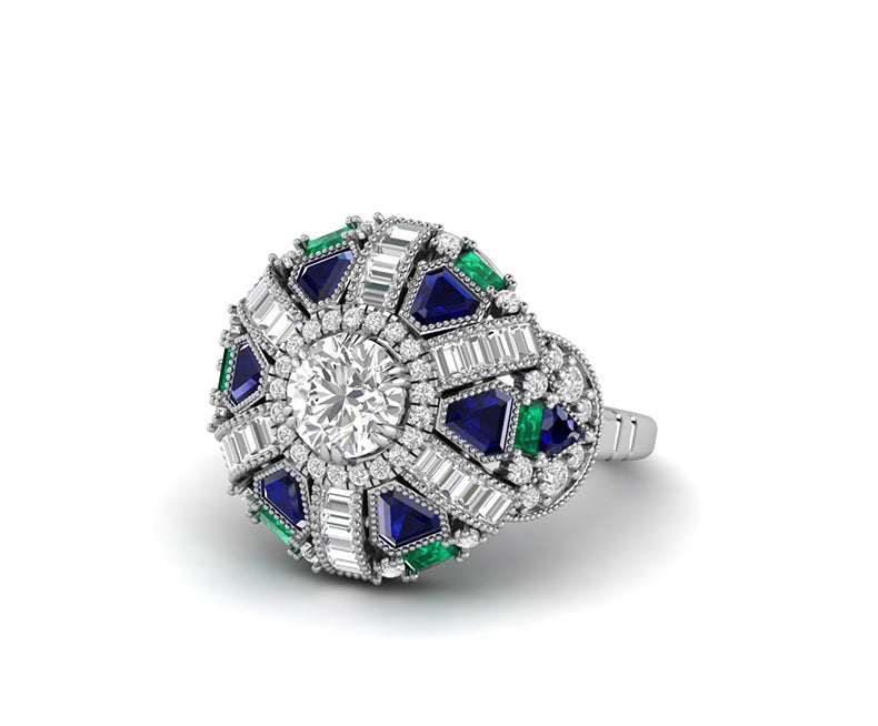 Gemstone Royal vintage Engagement Ring