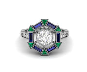 1.80 Ct Round Moissanite Art Deco Engagement Ring