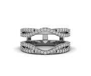 Round Moissanite Women's Curve Enhancer wedding Ring band, wrap guard band, Crown Anniversary Spacer Band, Sterling Silver, Wraps For Ring