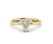 Triangle Moissanite Ring: A Stylish Silver and Gold Moissanite Stackable Ring, the Perfect Geometric Dainty Minimalist Promise Ring for Women