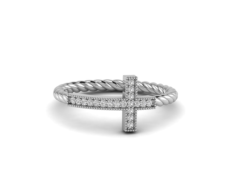 Christian Cross Religious Ring Cable Twists