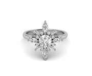 Starburst Engagement Ring / Art Deco Wedding Ring