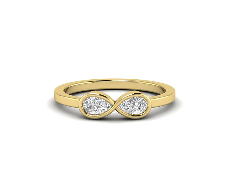 Dual Elegance: Toi et Moi Pear Moissanite Ring - A Symbol of Eternal Love in Silver and Gold, Perfectly Minimalist Stacking Rings