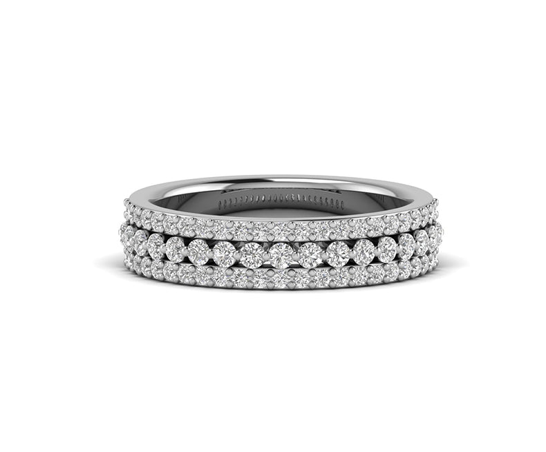 Radiant Love: Moissanite Anniversary Ring in Silver and Gold, a Half Eternity Band with Round Brilliant Cut Moissanite Stones, Perfect for Stacking