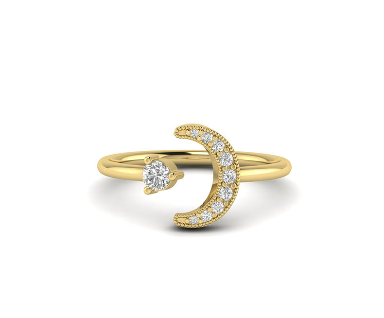 Crescent Moon Double Horn Open Stacking Rings