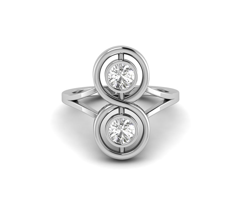 Double Delight: Modern Two Stone Moissanite Infinity Ring in 14K Gold – Symbolizing Eternal Togetherness