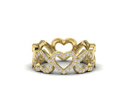 Heart-Shape Moissanite Band - Silver and Gold Stackable Ring - 14k Gold Full Eternity Wedding Ring - Romantic Valentine's Day Gift for Her