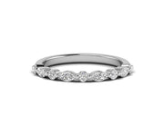 Timeless Elegance: Alternating Marquise and Round Band in Silver and Gold, a Floating Moissanite Wedding Ring for Half Eternity Stacking