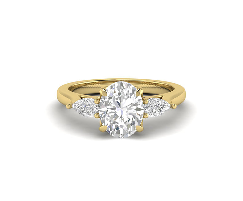 3 Stone Oval Moissanite Engagement Ring