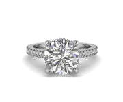 Large Round Moissanite Cocktail Cathedral Engagement Ring / Dinner Ring / Celebrity Inspired Jewelry / Classic Ring / Propose Ring for Her