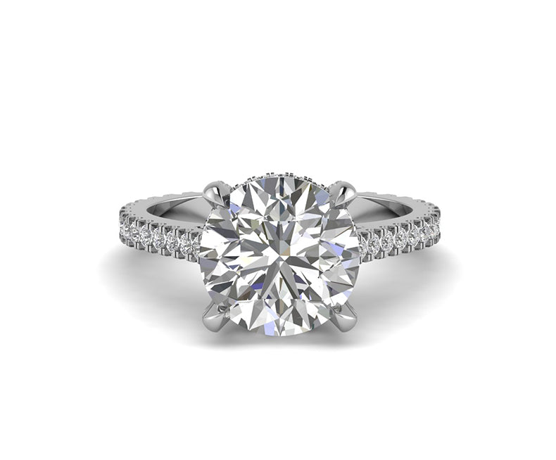 Large Round Moissanite Cocktail Cathedral Engagement Ring / Dinner Ring / Celebrity Inspired Jewelry / Classic Ring / Propose Ring for Her