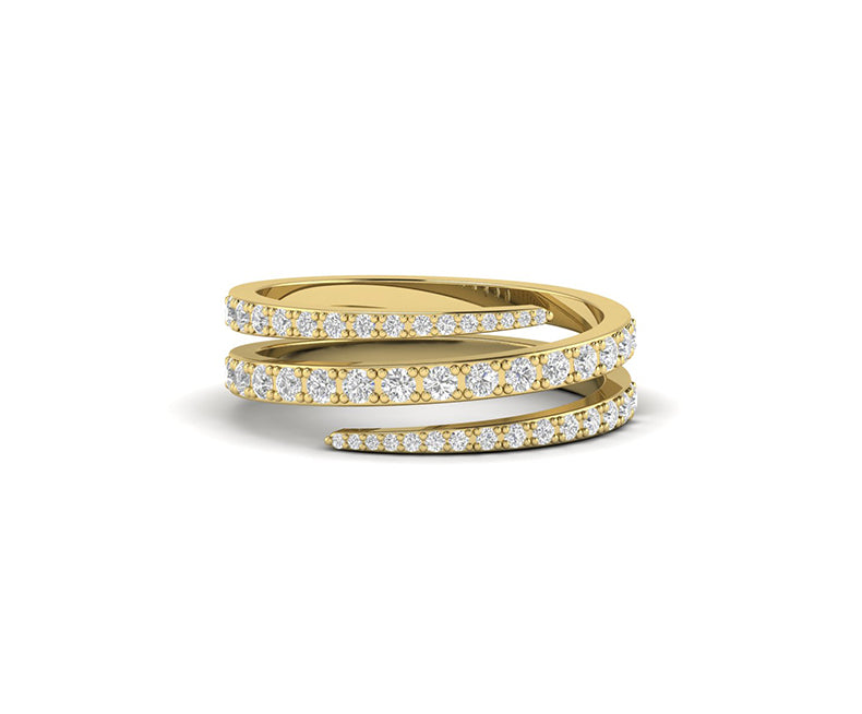 Elegant Silver and Solid Gold Graduated Round Moissanite 3 Row Crossover Open Spiral Dainty Twisted Ring for Women