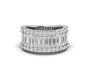 Half Eternity Baguette Wedding Ring / 10 mm Wide Band / Anniversary Gift Ring / Wedding Band / Sterling Silver / Statement Ring