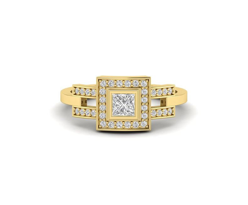 Square Shape Moissanite Halo Engagement Ring - Unique Silver and Gold Anniversary Ring - Elegant Wedding Ring For Women - Perfect Gift For Her