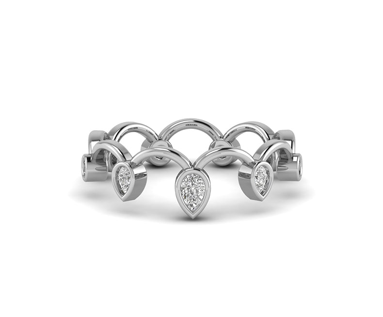 Wavy Moissanite Full Eternity Ring: Stackable Dainty Elegance in Silver and Gold