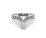 Royal Vintage Chevron Moissanite Wedding Ring: Silver and Yellow Gold Elegance for Your Anniversary