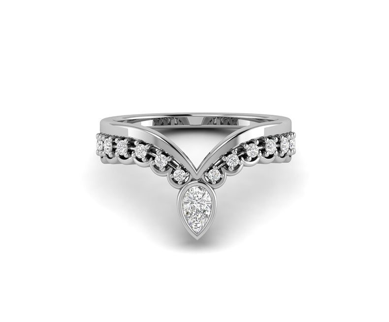 Royal Vintage Chevron Moissanite Wedding Ring: Silver and Yellow Gold Elegance for Your Anniversary