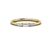 Elegant Baguette Moissanite Diamond Ring - Silver and Solid Gold Minimalist Three-Stone Beauty - Perfect Stacking Baguette Wedding Ring or Promise Ring