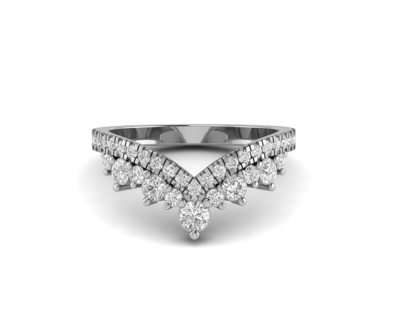 Vintage Chevron Band: A Stunning V-Shaped Moissanite Curved Wedding Ring in Silver and White Gold – The Perfect Promise and Anniversary Gift