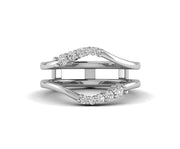 Ring Enhancers and Wraps, Round Moissanite Women's Curve Enhancer wedding Ring band, wrap guard band, Sterling Silver, Wraps For Ring