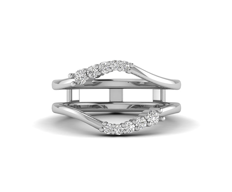 Ring Enhancers and Wraps, Round Moissanite Women's Curve Enhancer wedding Ring band, wrap guard band, Sterling Silver, Wraps For Ring