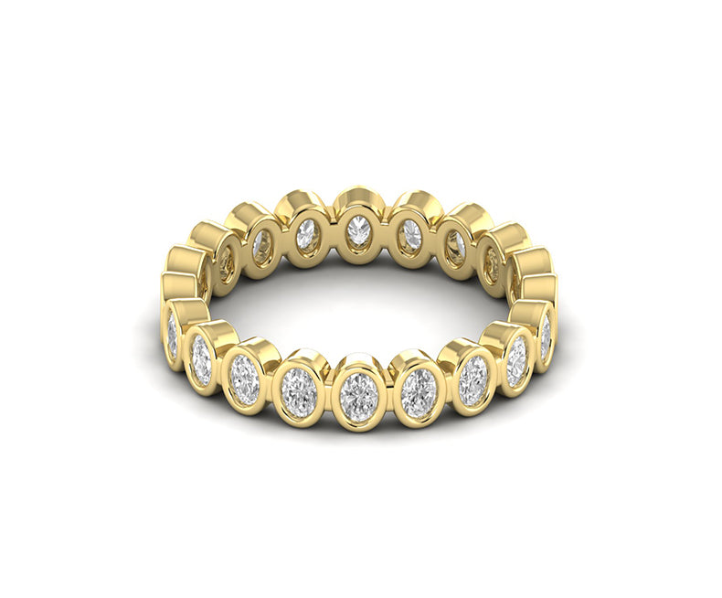 Oval Bezel Moissanite Women's Wedding Band in Silver and Gold