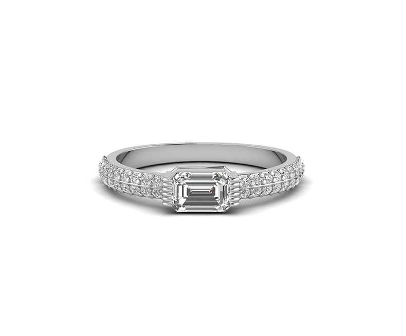 Timeless Elegance: Emerald Solitaire Moissanite Engagement Ring in Silver and Gold, a Minimalist Ring for Women with Enduring Charm