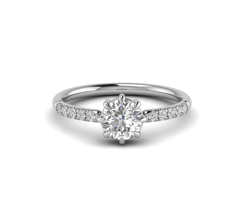 Radiant Brilliance: Round Moissanite Solitaire Engagement Ring, a Minimalist Silver and Gold Women's Ring for Timeless Elegance