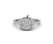 Halloween Pumpkin Stackable Ring - Silver and Gold Moissanite Stacking Ring - Anniversary Gift Minimalist Ring for Women - Festive Ring