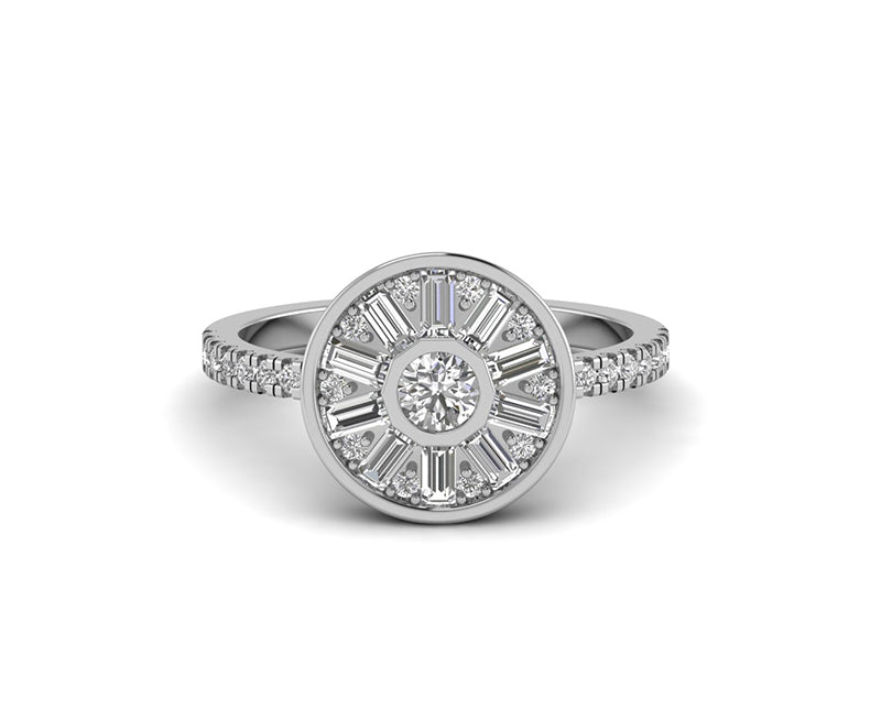 Round Cluster Ring - Elevate Your Style with a Moissanite Stacking Ring in Silver and White Gold, a Chic and Invisible Stackable Ring for a Minimalist Look, Ideal as a Dainty Promise Ring for Women