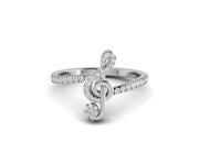 Harmony in Metal: Musical Note Ring, a Stunning Silver and Gold Music Symbol Ring with Shimmering Moissanite Diamonds, the Perfect Treble Clef Ring for Music Lovers, a Melodic Gift of Musical Jewelry
