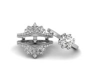 Moissanite Bridal Set, Ring Jacket and Engagement Ring, Enhancer Ring Band, Women's Curved Enhancer wedding Ring Set, wrap guard band