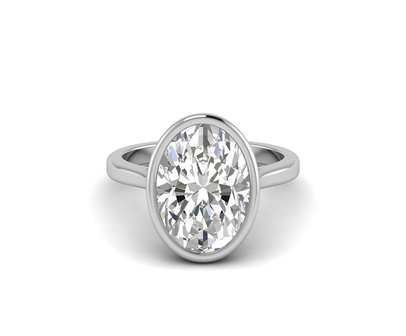 6ct Elongated Oval Cut Moissanite Solitaire Engagement Ring For Women, Bezel Set Oval Promise Ring For Her, Classic Wedding Ring