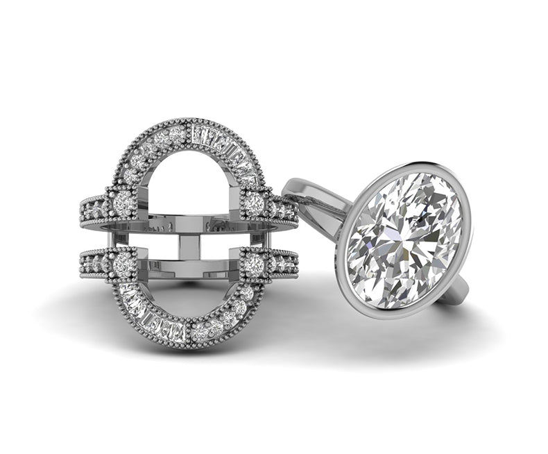 Customizable Ring Enhancer With Oval Solitaire Ring
