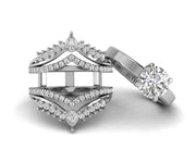 Moissanite Bridal Set, Ring Jacket and Engagement Ring, Double Chevron Ring, V-Shaped Wedding Ring Enhancer Set, wrap guard band