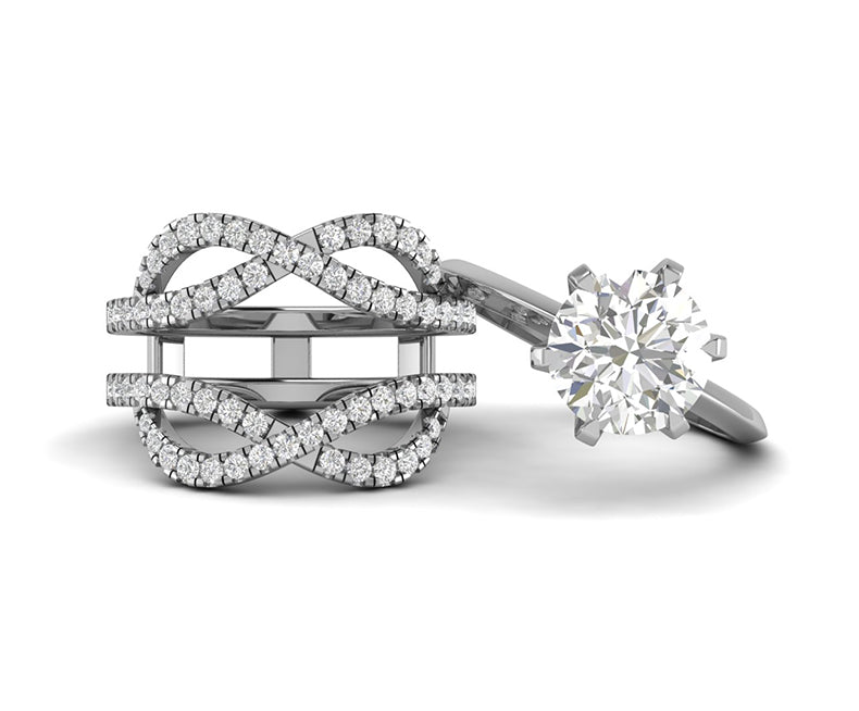 Infinity Twisted Enhancer Ring Band, Round Moissanite Women's Curve Enhancer wedding Ring Set, wrap guard band, Spacer Band, Wraps For Ring