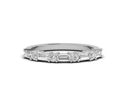 Elegant Harmony: Alternating Baguette and Round Moissanite Wedding Band in Silver and Gold
