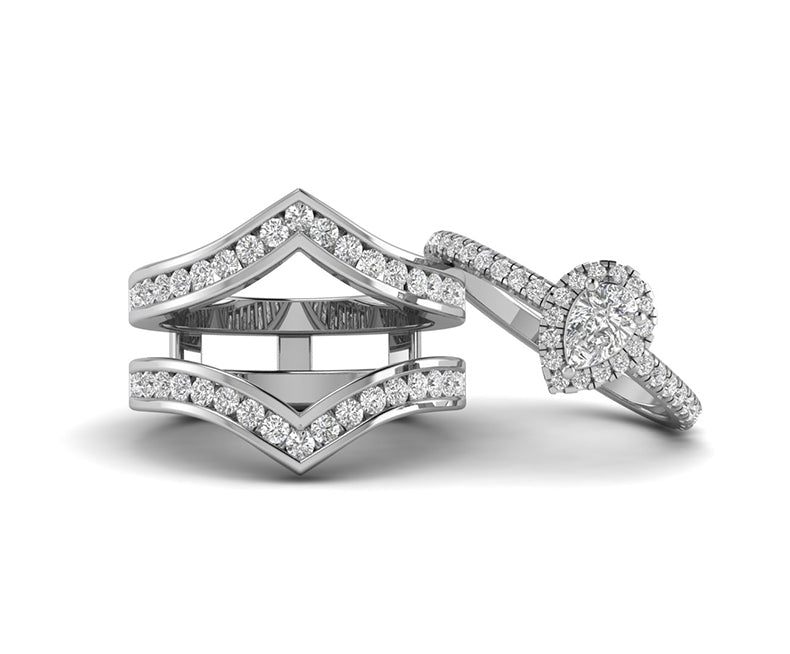 Moissanite Enhancer Ring, Ring wraps, Wedding Ring Enhancers, Ring Enhancer white gold, Pear Halo Engagement Ring, Solitaire Ring Enhancer