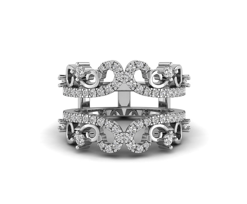 Ring Jacket Vintage, wrap guard band, Art Deco Wedding Ring, Ring enhancers and wraps, 14K Gold Moissanite ring enhancer, Women's Ring