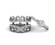 Ring Enhancer, Moissanite Vintage Bridal Ring Set, Ring Jacket and Engagement Ring, Art Deco Wedding Ring Enhancer Set, wrap guard band