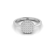 Hexagonal Elegance: Round Moissanite Dome Cluster Ring in Silver and Solid Gold for Women's Stacking Anniversary