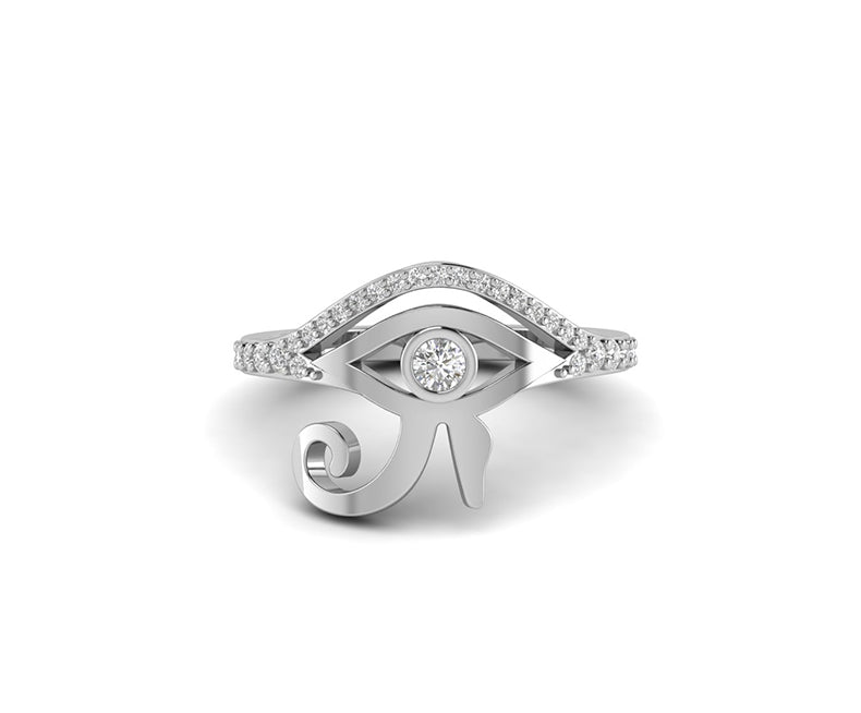 Eye of Ra: Egyptian Silver and Gold Minimalist Ring – Embrace the Rich History of Ancient Egypt with This Minimal Moissanite Ring, a Symbol of Lucky Protection and a Unique Jewelry Piece for Women